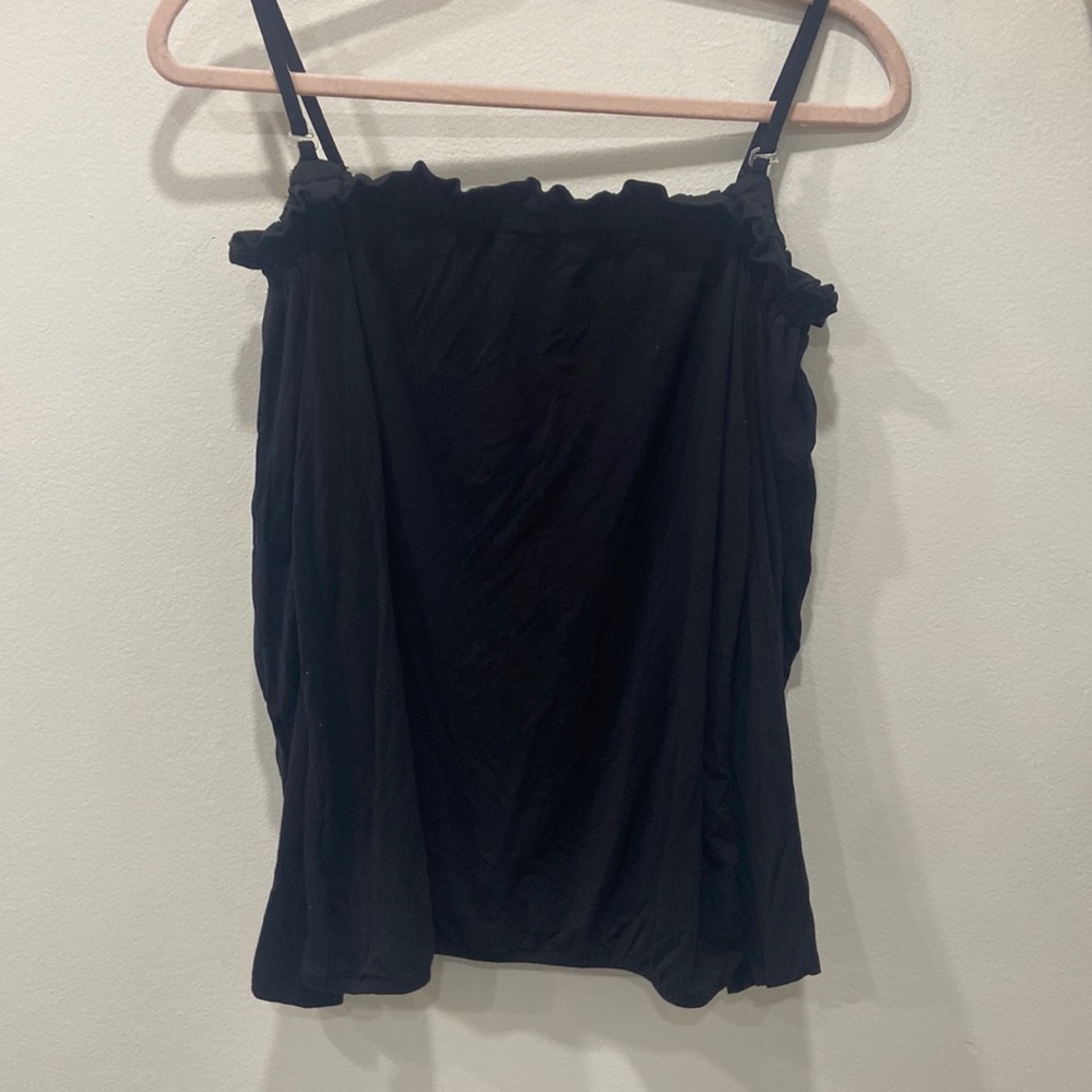 BLACK OFF-SHOULDER LOOSE FITTED SHIRT